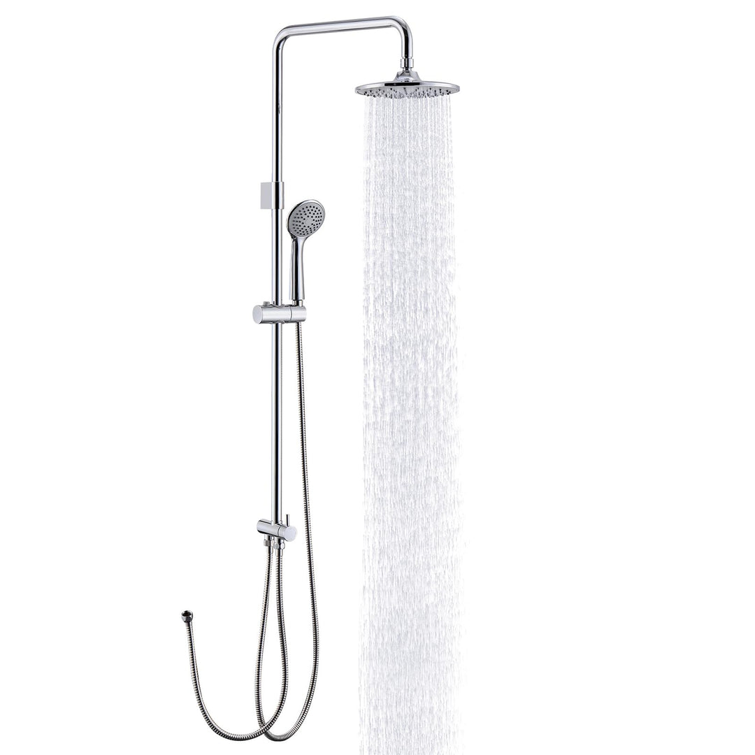 Lisslune | Shower system without faucet, rain shower with stainless steel round shower head, chrome overhead shower rod shower set shower column set SUS304