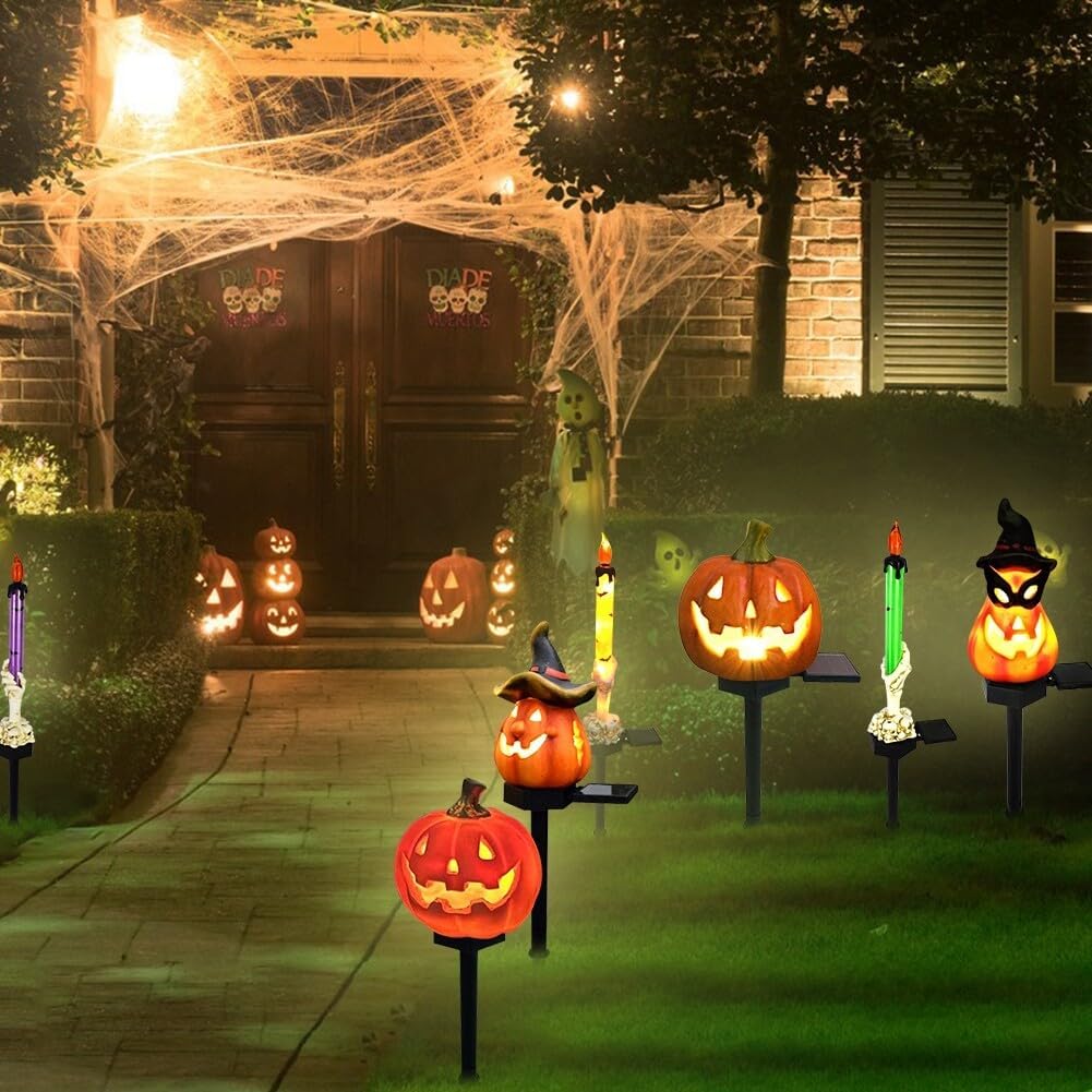 Lisslune | Halloween Solar Lights – Decorative LED Garden Lights with Pumpkin and Witch Designs