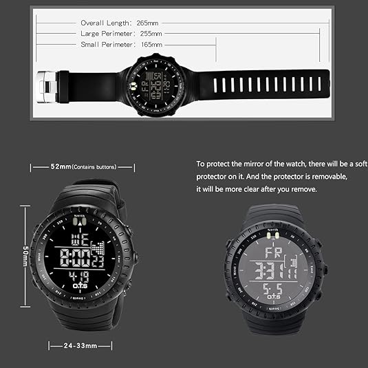 Lisslune | Henry Waterproof Men’s Digital Sports Watch – Shockproof, Tactical & LED Backlit Outdoor Timepiece
