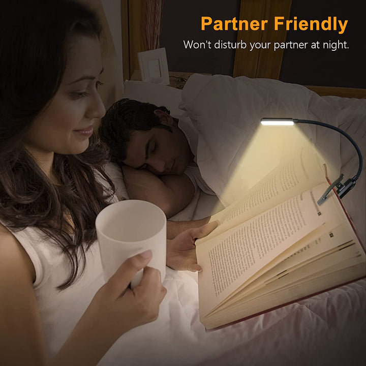Lisslune | Buy 9 LED USB rechargeable reading lamp for reading in bed - eye-friendly, stepless dimmable | Small lightweight clip-on reading lamp