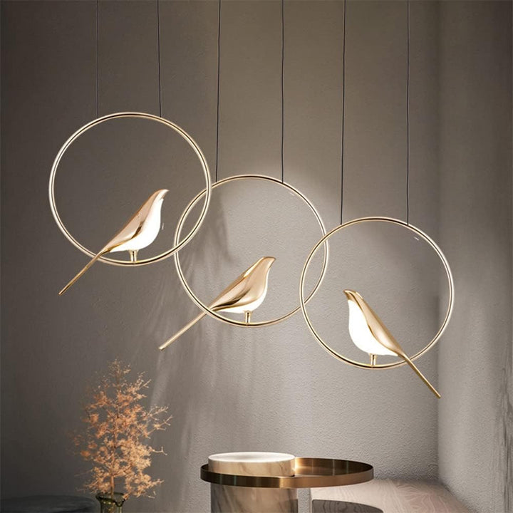 Lisslune | Circle Pendant Lamp with Bird Motifs – Modern Lighting Fixture for Home Decor & Unique Ceiling Design