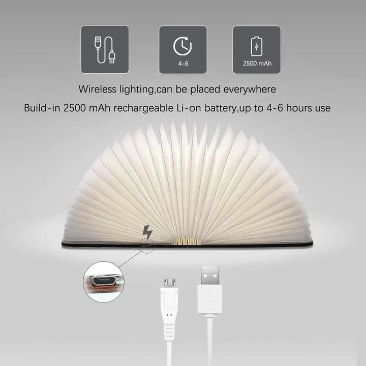 Lisslune | LED Folding Book Light – Unique and Quirky Gift Idea for Book Lovers, Perfect for Reading Nooks or Bedside Tables | Creative and Compact Night Light
