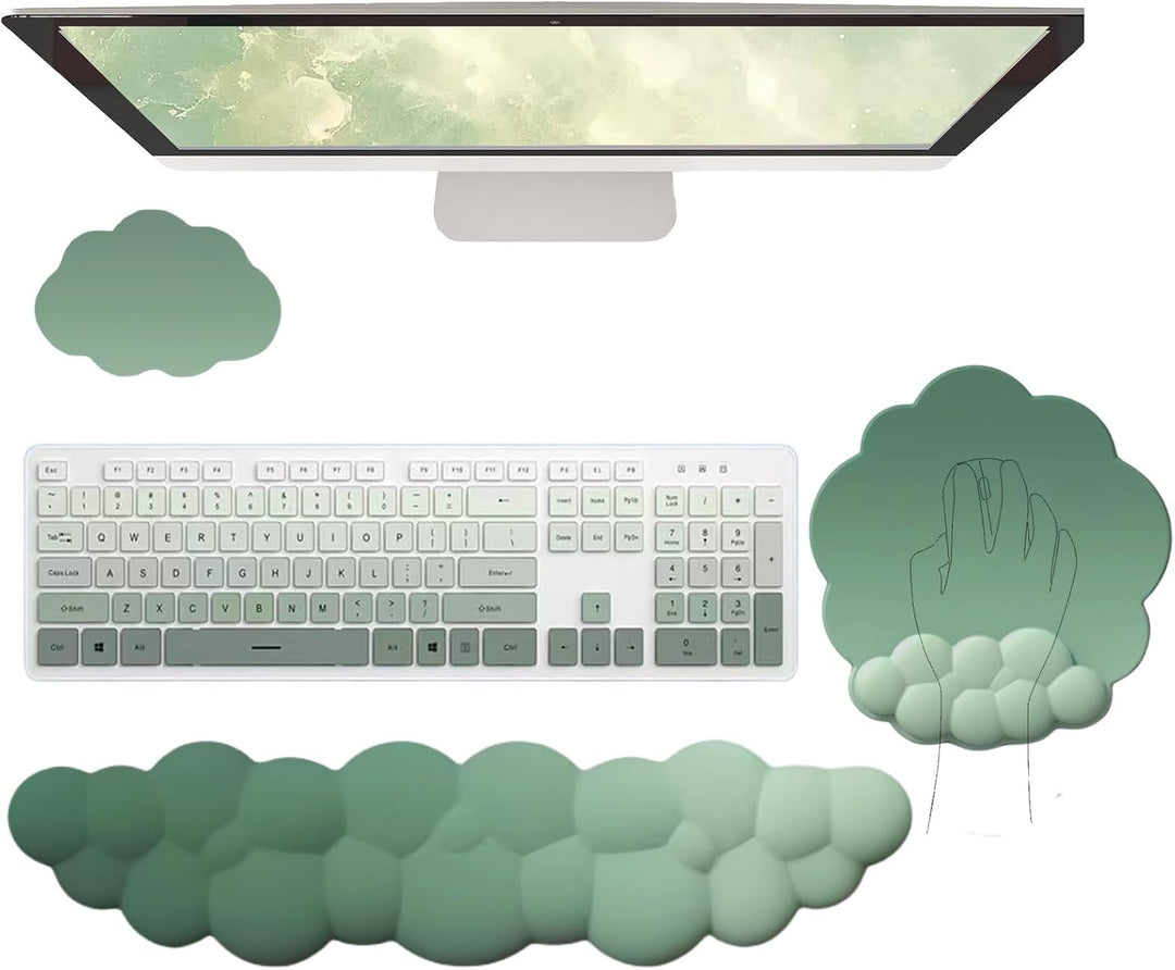Lisslune | Cloud-Shaped Ergonomic Wrist Rest Set with Mouse Pad & Coaster – Zeyora
