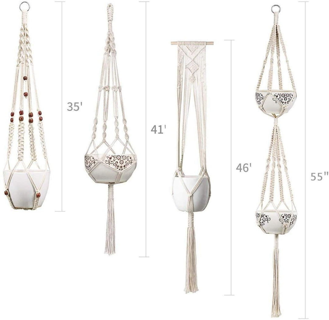 Lisslune | 4-piece handmade Boho macrame plant hanger set