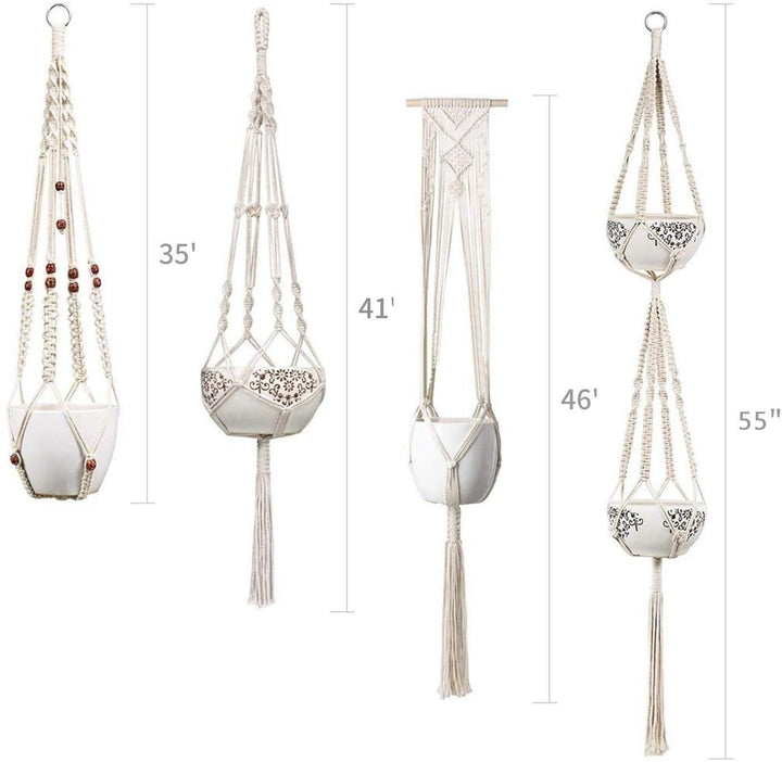 Lisslune | 4-piece handmade Boho macrame plant hanger set
