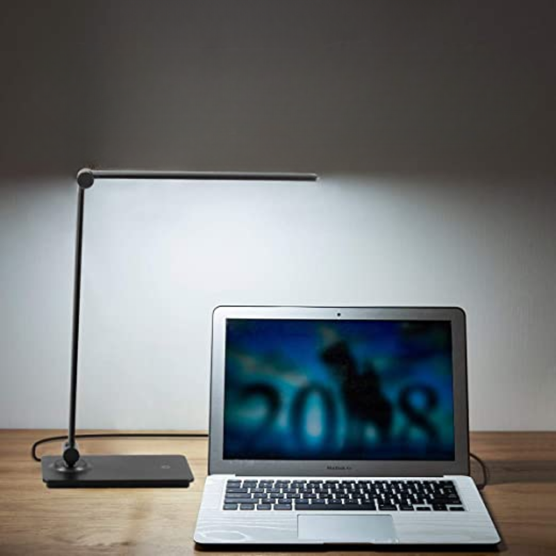 Lisslune | LED desk lamp, touch control desk lamp with 3 brightness levels, dimmable office lamp with adjustable arm, foldable table lamp for desk bedroom nightstand office