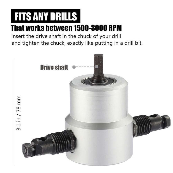Lisslune | Nibbler Cutter Drill Attachment Double Head Metal Sheet