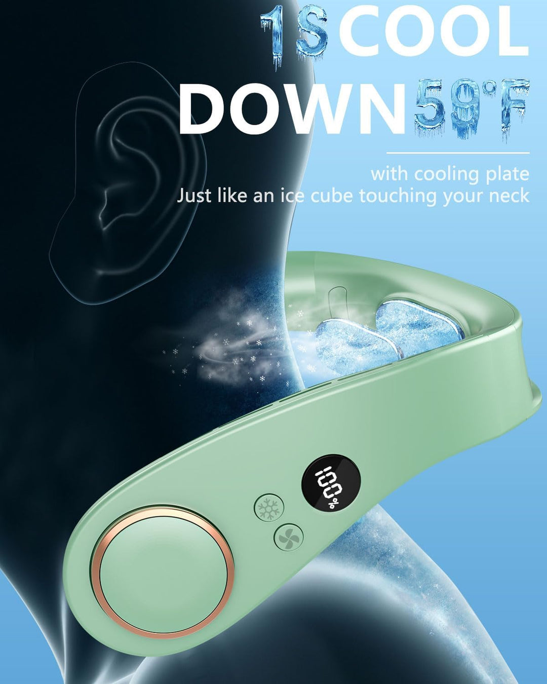 Lisslune | Neck Cooler Pro – Bladeless Neck Fan with Cooling Plate and LED Display