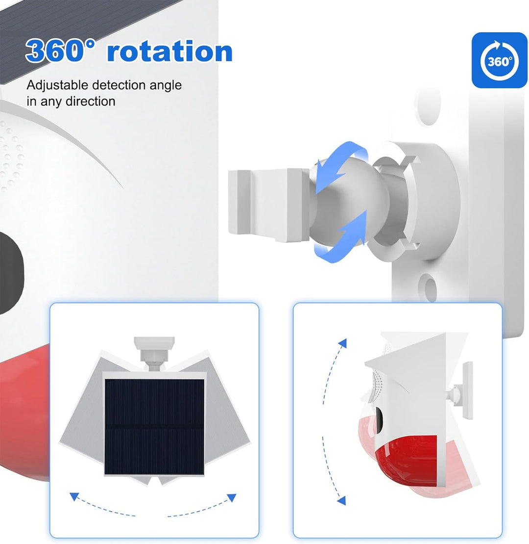 Lisslune | Solar Motion Sensor Alarm with 120dB Siren and LED Strobe – Feronix