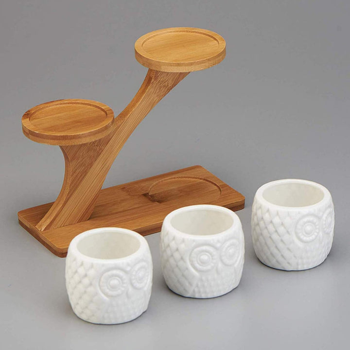 Lisslune | Decorative plant stand made of wood – plant pots in owl design for succulents and indoor plants