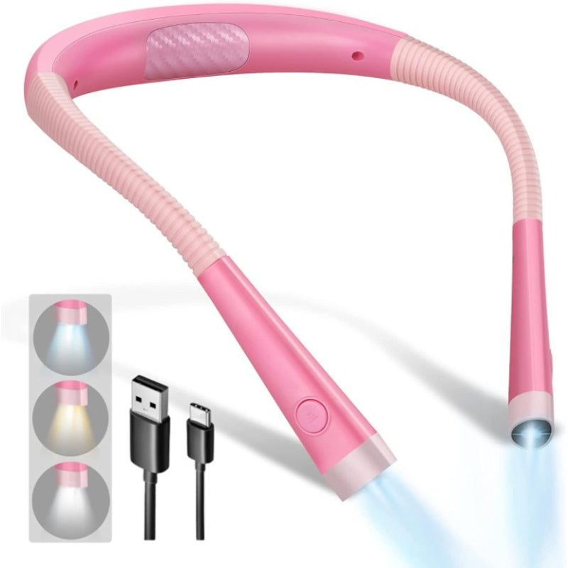 Lisslune | LED Neck Reading Lamp, Book Light for Reading in Bed, 3 Colors, 6 Brightness Levels, Flexible Arm, Rechargeable, Durable, Perfect for Reading, Knitting, Camping, Repairing