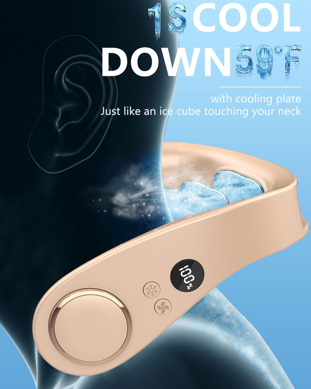 Lisslune | Neck Cooler Pro – Bladeless Neck Fan with Cooling Plate and LED Display