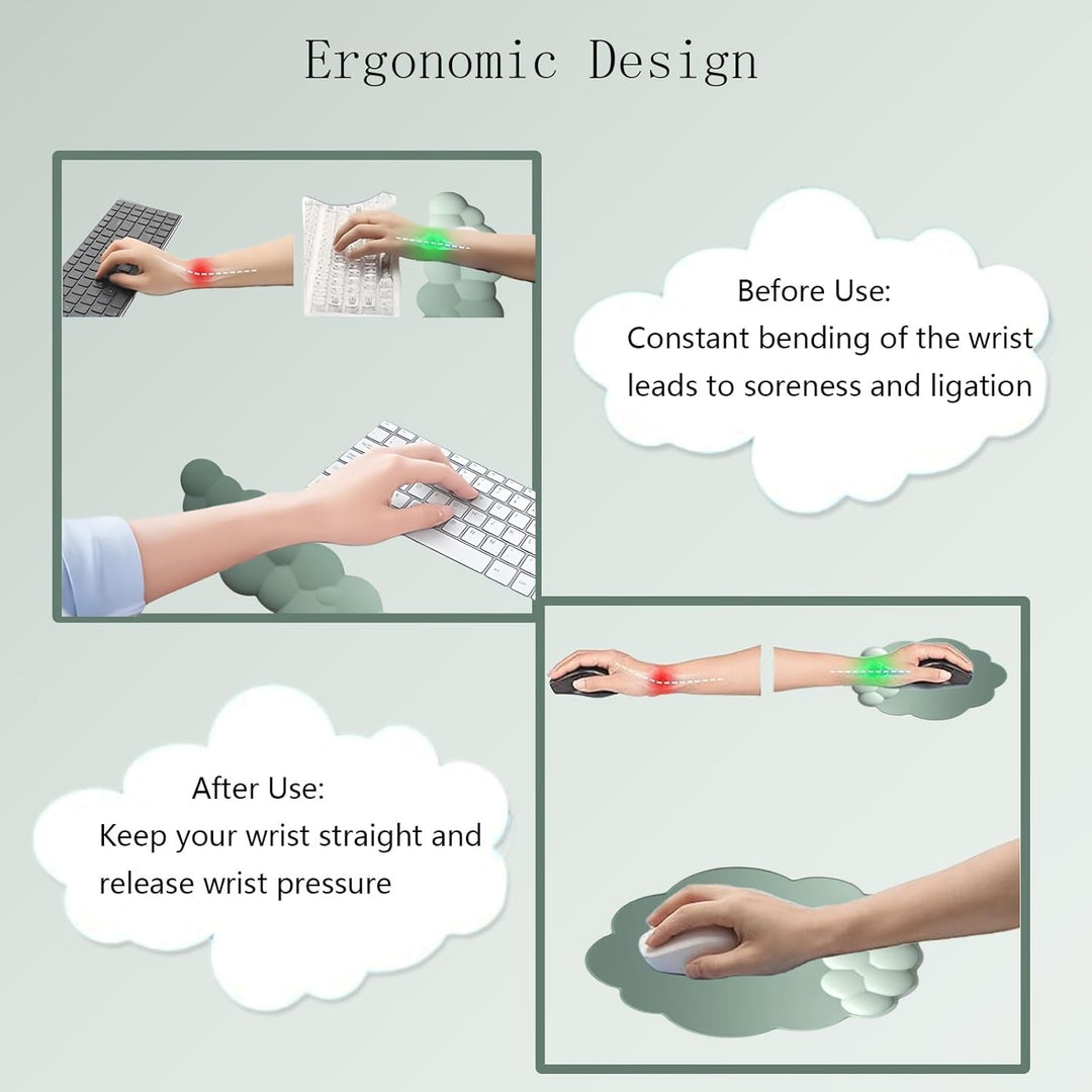 Lisslune | Cloud-Shaped Ergonomic Wrist Rest Set with Mouse Pad & Coaster – Zeyora