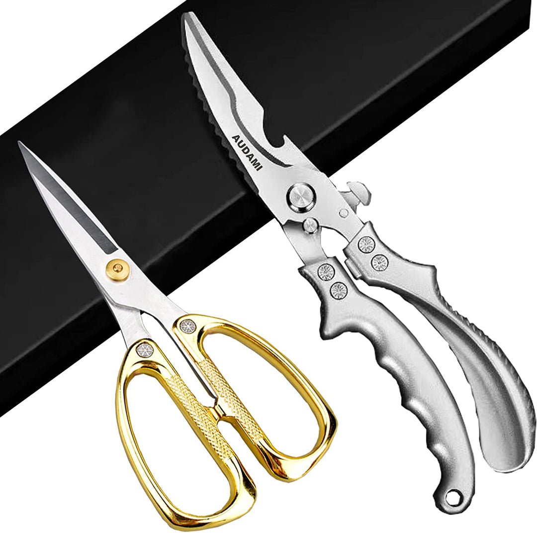 Lisslune | Kitchen Scissors Heavy-Duty Kitchen Scissors Set 2-Pack, Poultry Scissors Heavy-Duty Professional Quick