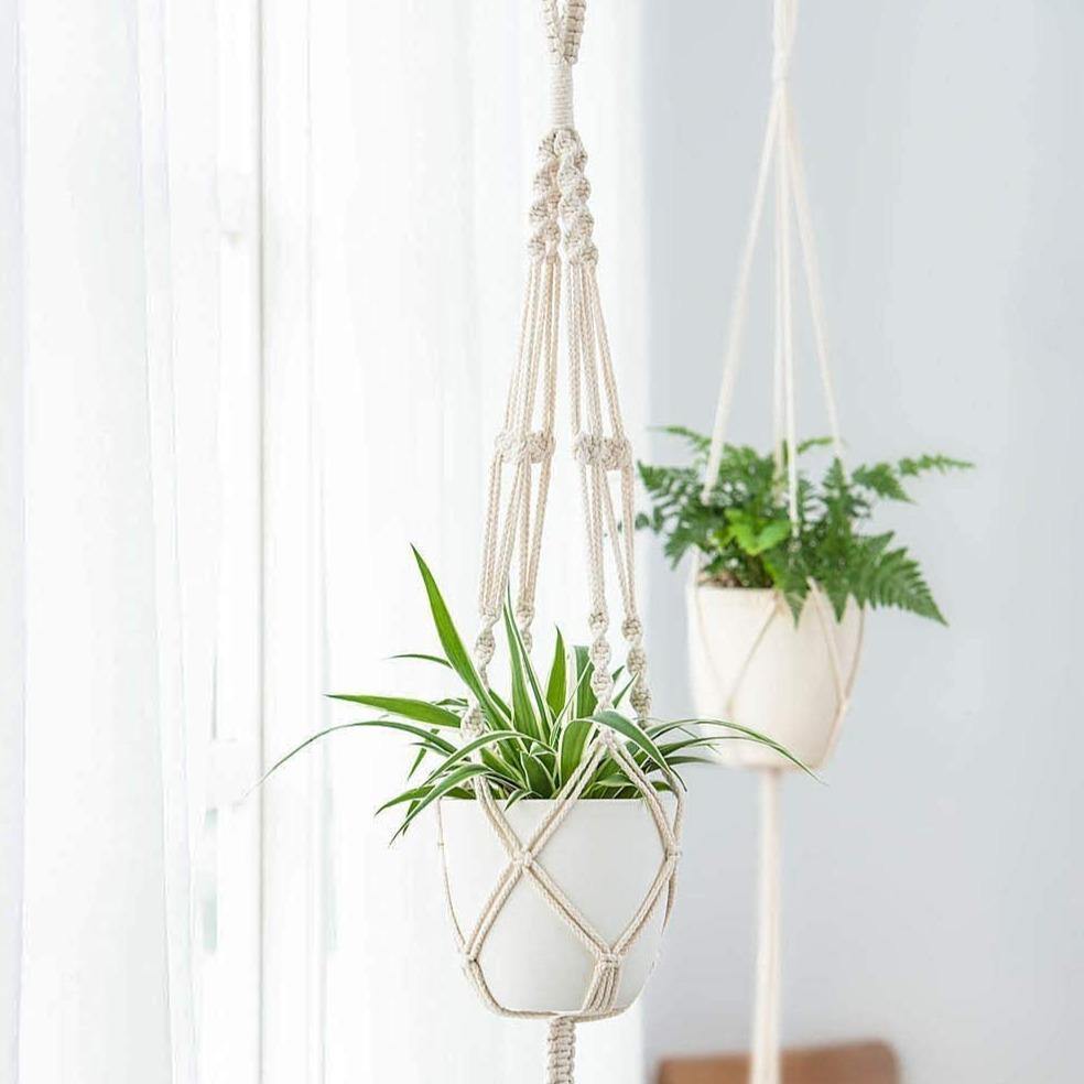 Lisslune | 4-piece handmade Boho macrame plant hanger set