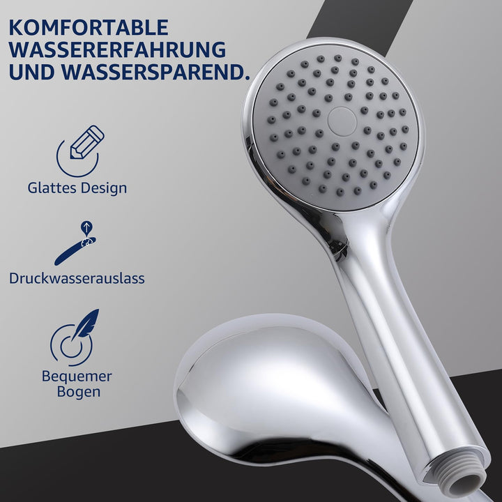 Lisslune | Shower system without faucet, rain shower with stainless steel round shower head, chrome overhead shower rod shower set shower column set SUS304