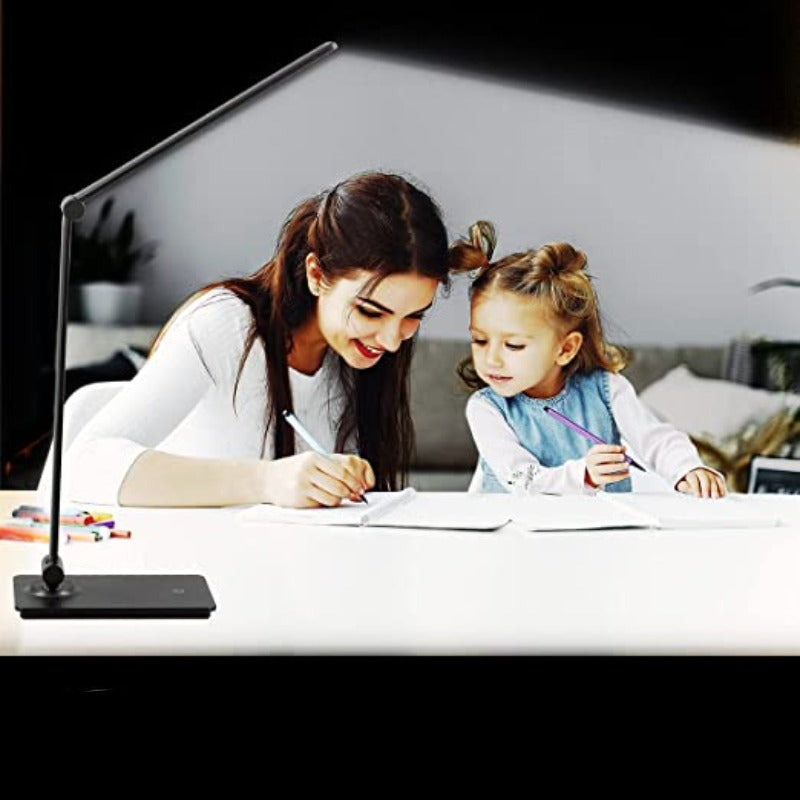 Lisslune | LED desk lamp, touch control desk lamp with 3 brightness levels, dimmable office lamp with adjustable arm, foldable table lamp for desk bedroom nightstand office