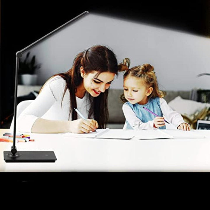 Lisslune | LED desk lamp, touch control desk lamp with 3 brightness levels, dimmable office lamp with adjustable arm, foldable table lamp for desk bedroom nightstand office