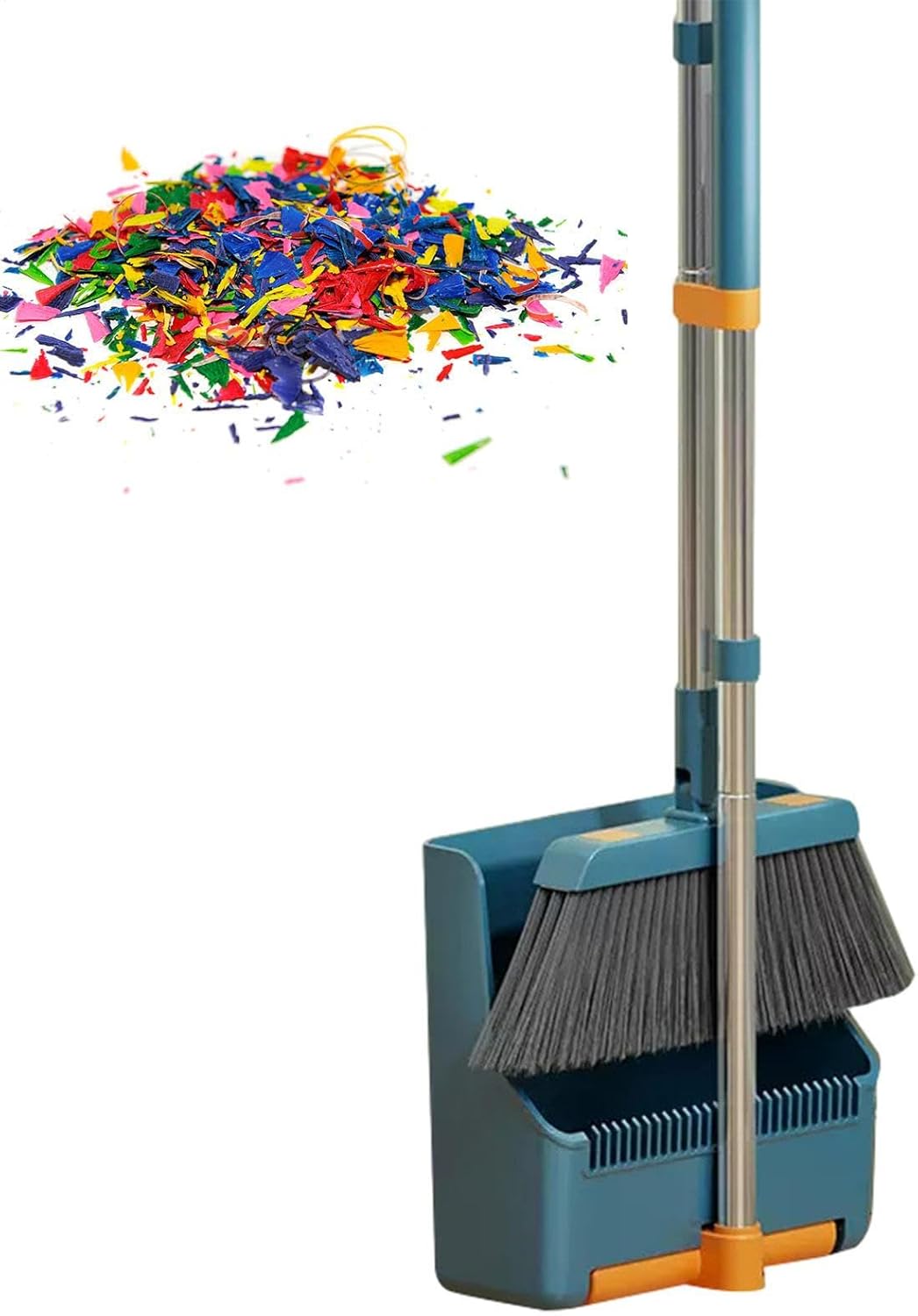 Lisslune | Large Broom and Dustpan Set – Long Handle with 180° Rotating Broom Head – Clavira