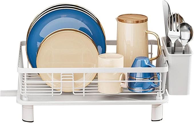 Lisslune | Dish Drying Rack with Drainage and Cutlery Holder