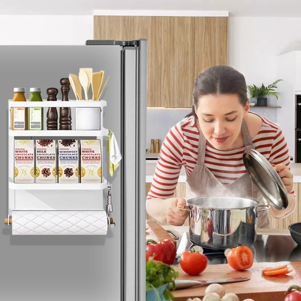Lisslune | Magnetic Fridge Spice Rack with Paper Towel Holder – Oryden