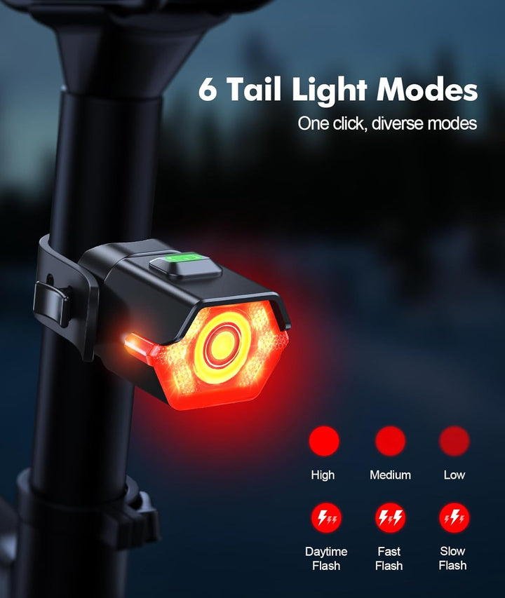 Lisslune | Rechargeable Bike Light Set with 3+6 Modes & Side Lighting – RoadBeam