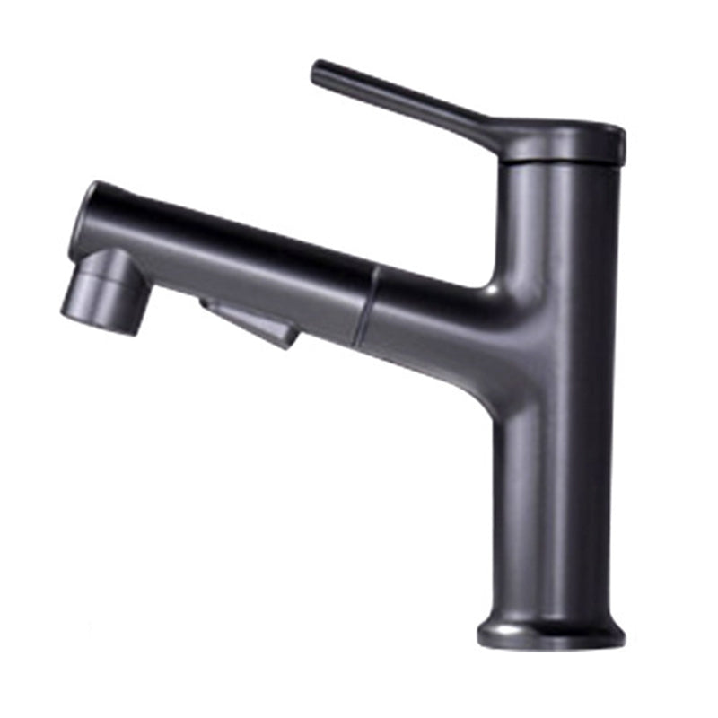 Lisslune | Modern Style Extendable Vessel Faucet Single Handle Low Arc Copper Vessel Faucet
