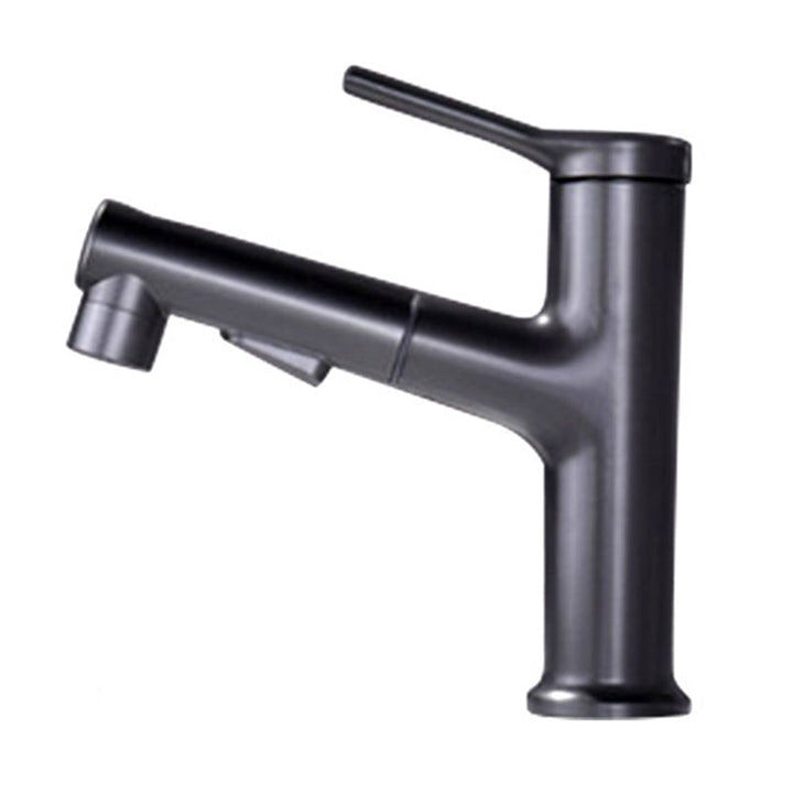 Lisslune | Modern Style Extendable Vessel Faucet Single Handle Low Arc Copper Vessel Faucet