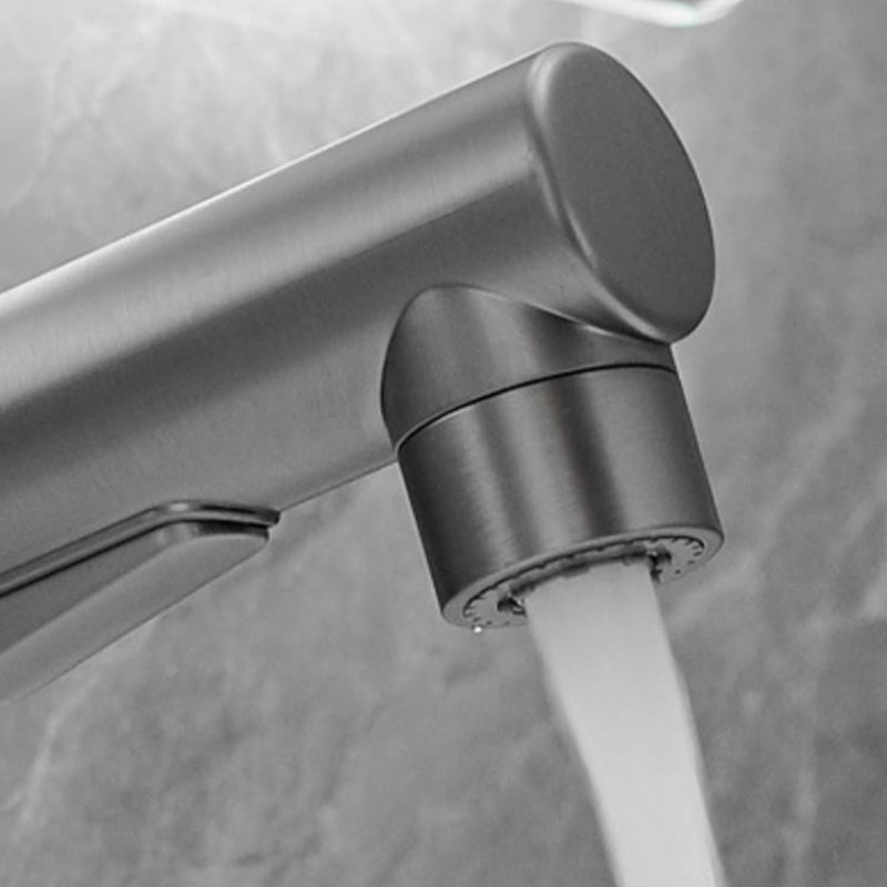 Lisslune | Modern Style Extendable Vessel Faucet Single Handle Low Arc Copper Vessel Faucet