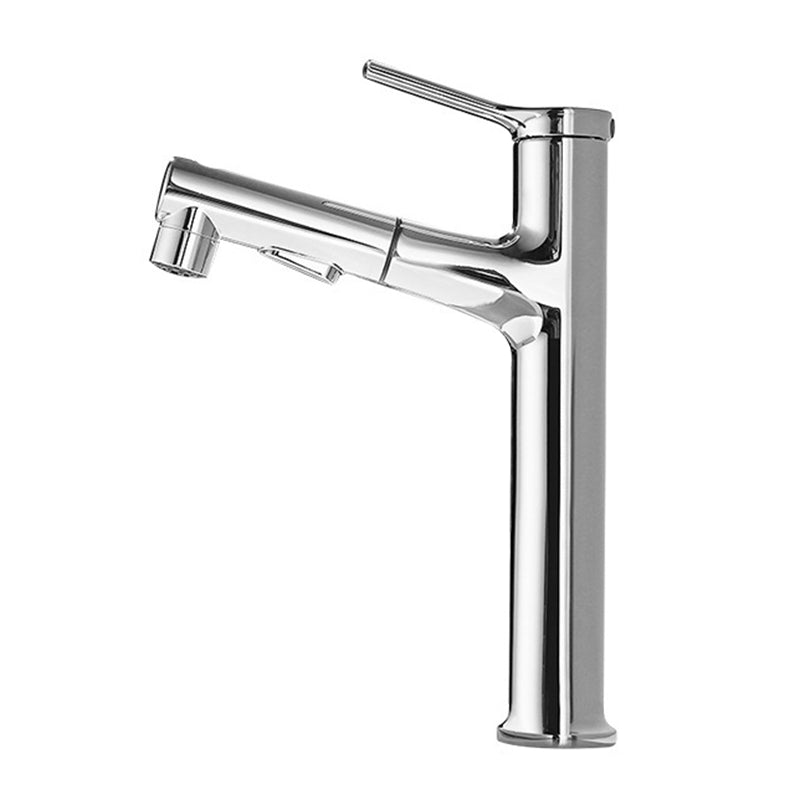 Lisslune | Modern Style Extendable Vessel Faucet Single Handle Low Arc Copper Vessel Faucet