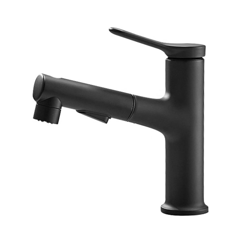 Lisslune | Modern Style Extendable Vessel Faucet Single Handle Low Arc Copper Vessel Faucet