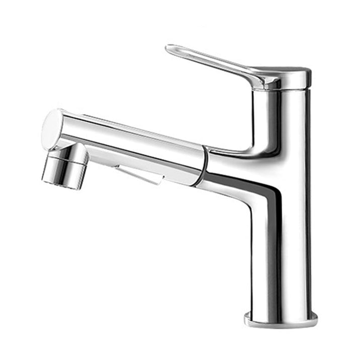 Lisslune | Modern Style Extendable Vessel Faucet Single Handle Low Arc Copper Vessel Faucet