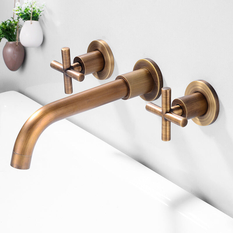 Lisslune | 3 holes faucet 2 cross handle wall-mounted faucet for the bathroom