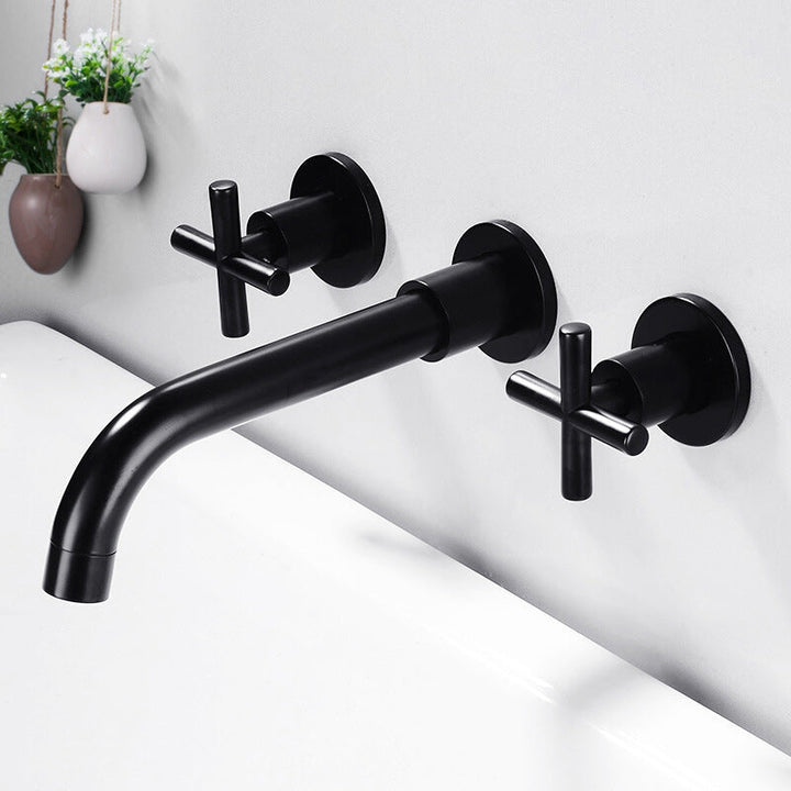 Lisslune | 3 holes faucet 2 cross handle wall-mounted faucet for the bathroom