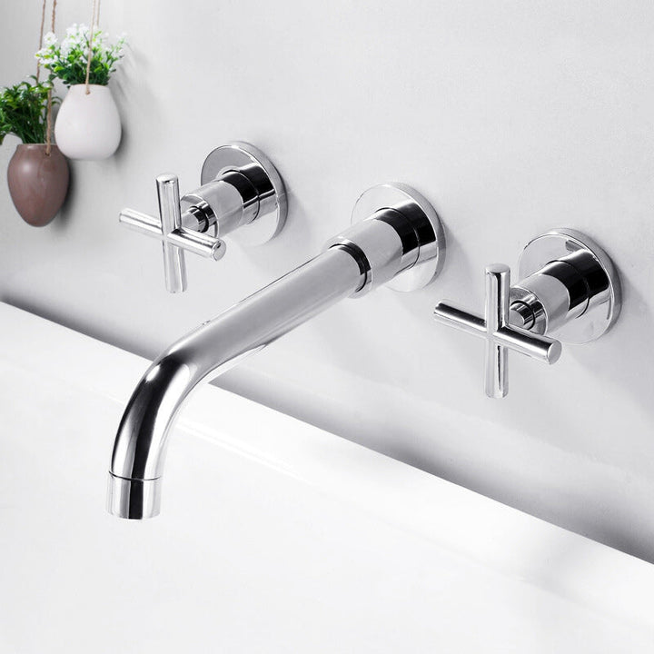 Lisslune | 3 holes faucet 2 cross handle wall-mounted faucet for the bathroom