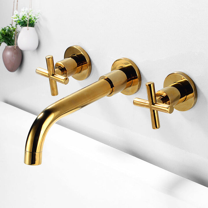Lisslune | 3 holes faucet 2 cross handle wall-mounted faucet for the bathroom