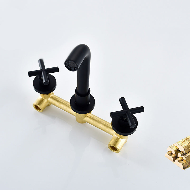 Lisslune | 3 holes faucet 2 cross handle wall-mounted faucet for the bathroom