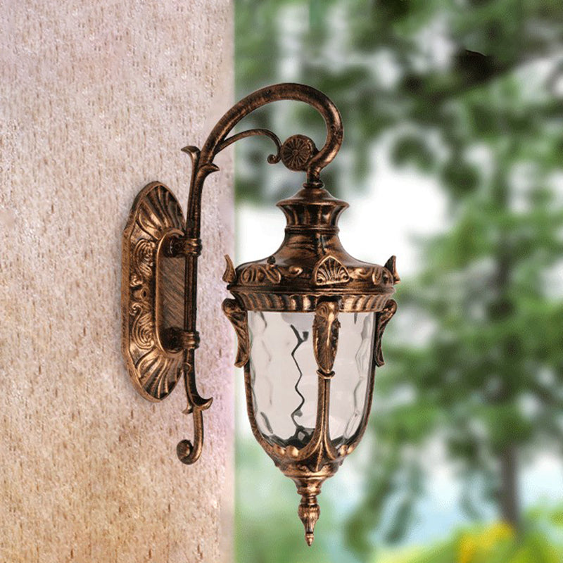 Skørter | 1 Light Wall Mounted Lighting Lodges Acorn Shape Clear Water Glass Wall Lamp Sconces in Brass