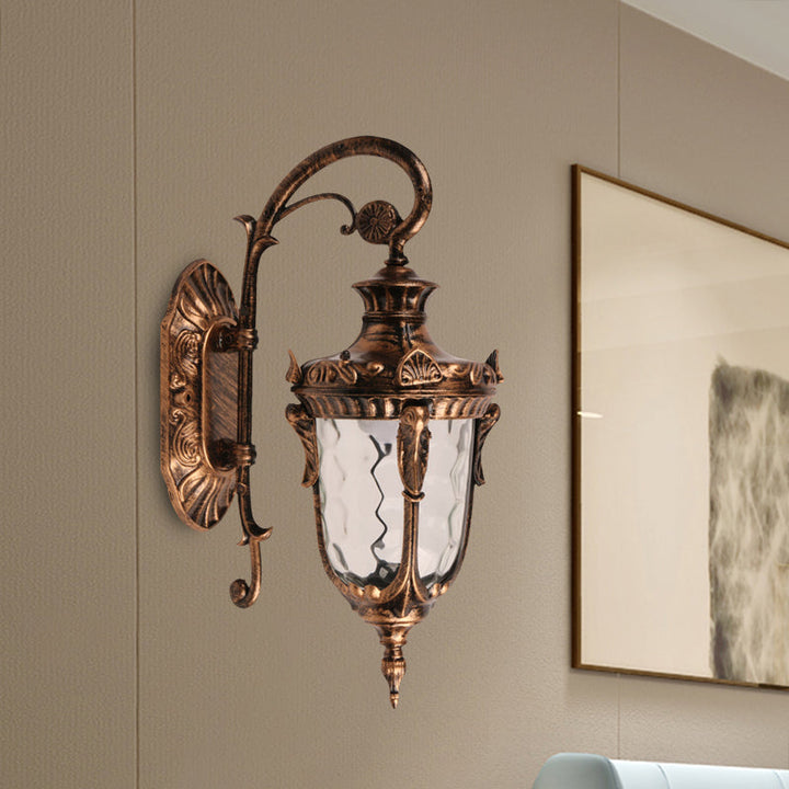 Skørter | 1 Light Wall Mounted Lighting Lodges Acorn Shape Clear Water Glass Wall Lamp Sconces in Brass