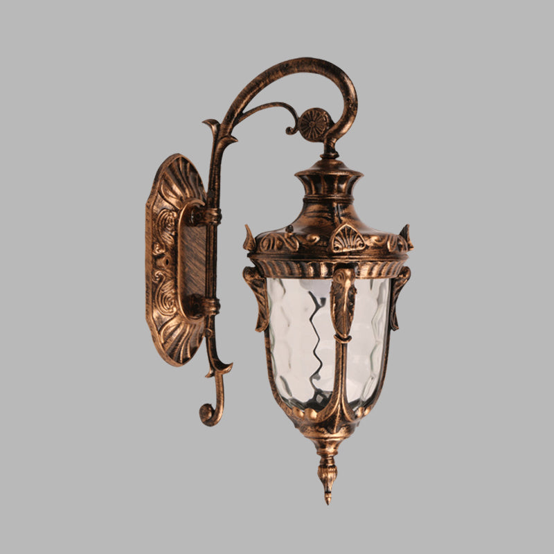 Skørter | 1 Light Wall Mounted Lighting Lodges Acorn Shape Clear Water Glass Wall Lamp Sconces in Brass