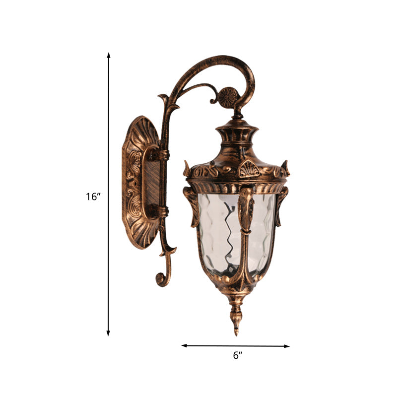 Skørter | 1 Light Wall Mounted Lighting Lodges Acorn Shape Clear Water Glass Wall Lamp Sconces in Brass