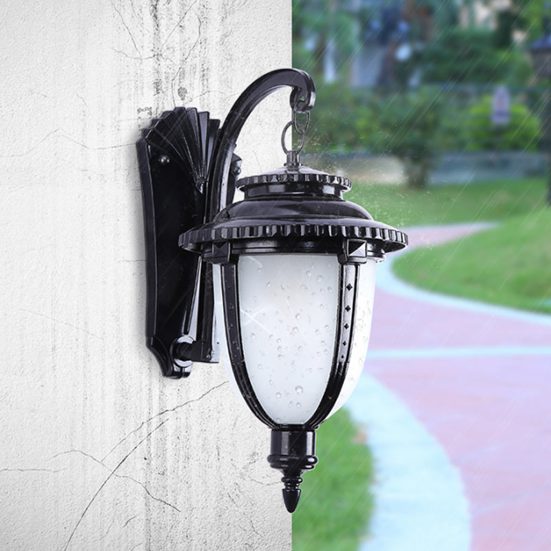 Skørter | 1 Bulb Urn Shape Wall Light Country Black/Bronze White Glass Weatherproof Wall Light Fixture