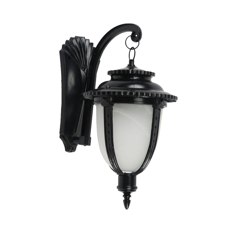 Skørter | 1 Bulb Urn Shape Wall Light Country Black/Bronze White Glass Weatherproof Wall Light Fixture