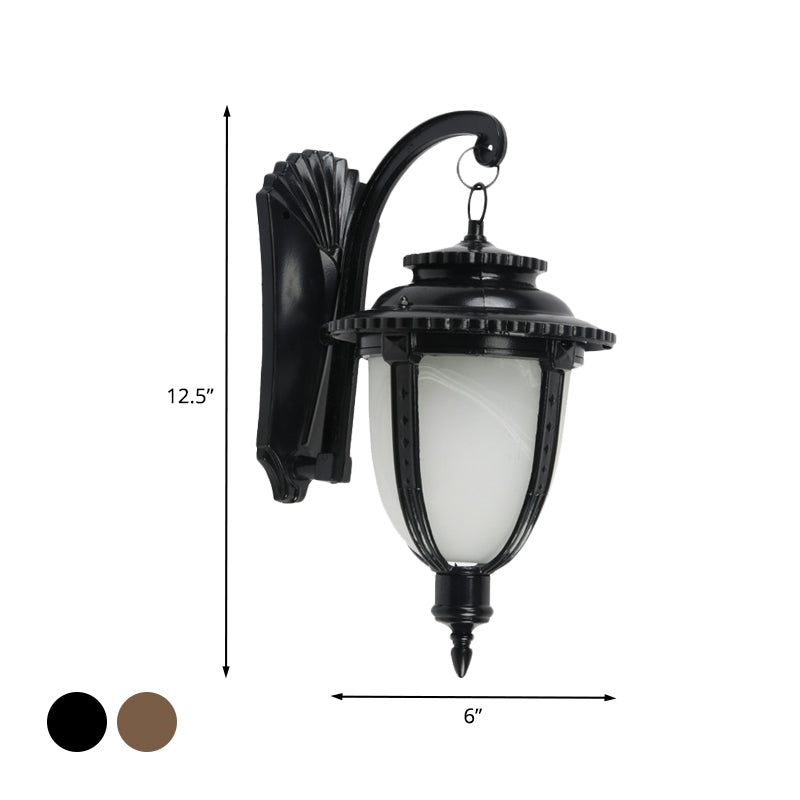 Skørter | 1 Bulb Urn Shape Wall Light Country Black/Bronze White Glass Weatherproof Wall Light Fixture