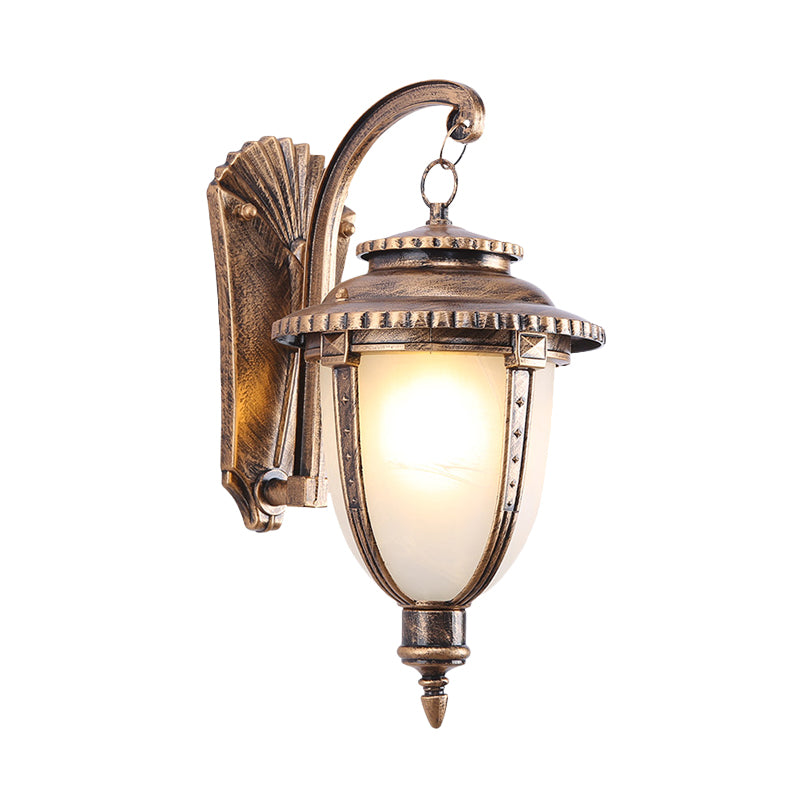 Skørter | 1 Bulb Urn Shape Wall Light Country Black/Bronze White Glass Weatherproof Wall Light Fixture