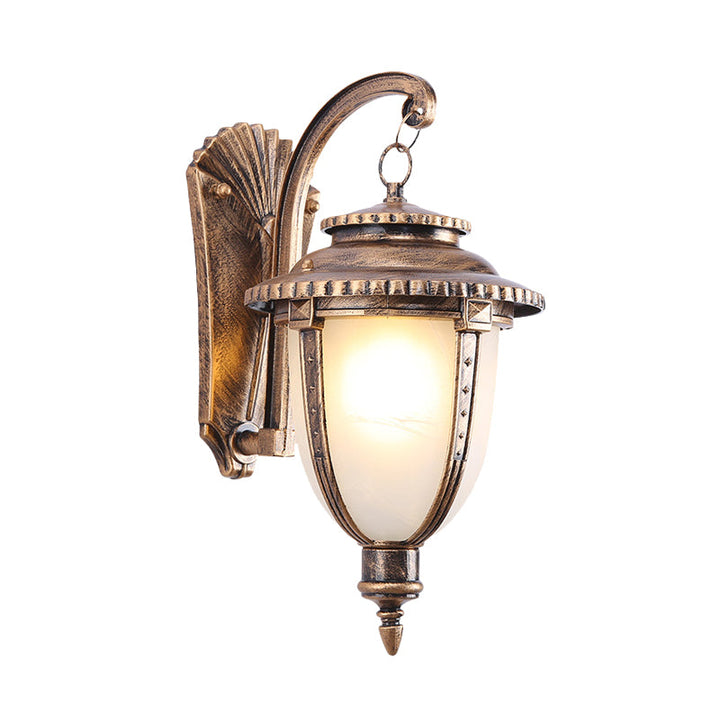 Skørter | 1 Bulb Urn Shape Wall Light Country Black/Bronze White Glass Weatherproof Wall Light Fixture