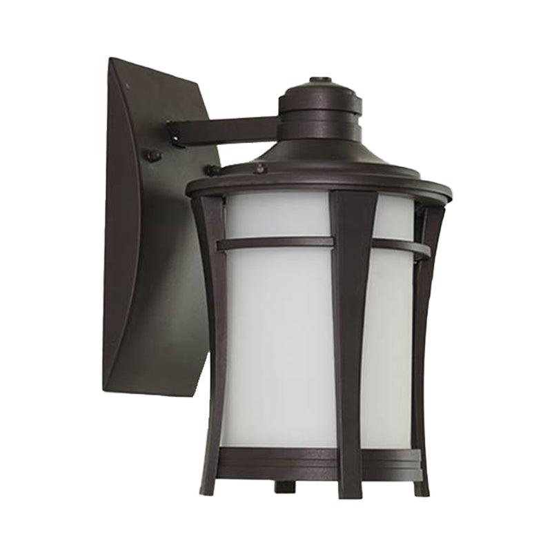 Skørter | 1-Light Wall Lamp Farmhouse Glass White/White and Yellow Glass Wall Mounted Lighting in Copper for Courtyard