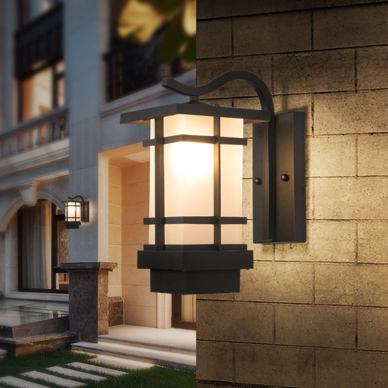 Skørter | Metal Black Wall Lamp Sconces Crossing 1 Main Country Wall Mount Lamp with White/Yellow Glass Shade