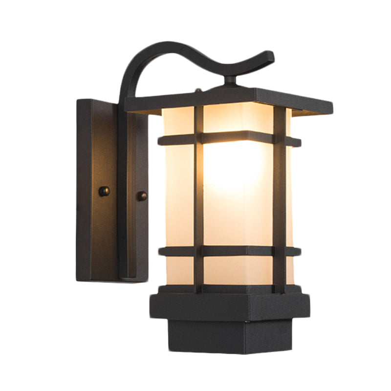 Skørter | Metal Black Wall Lamp Sconces Crossing 1 Main Country Wall Mount Lamp with White/Yellow Glass Shade