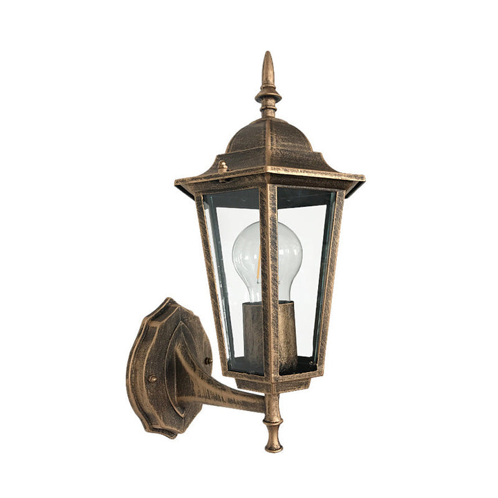 Skørter | 1-Light Wall Lamp Lighting Country Hexagon Clear Glass Wall Lamp Fixture in Antique Brass